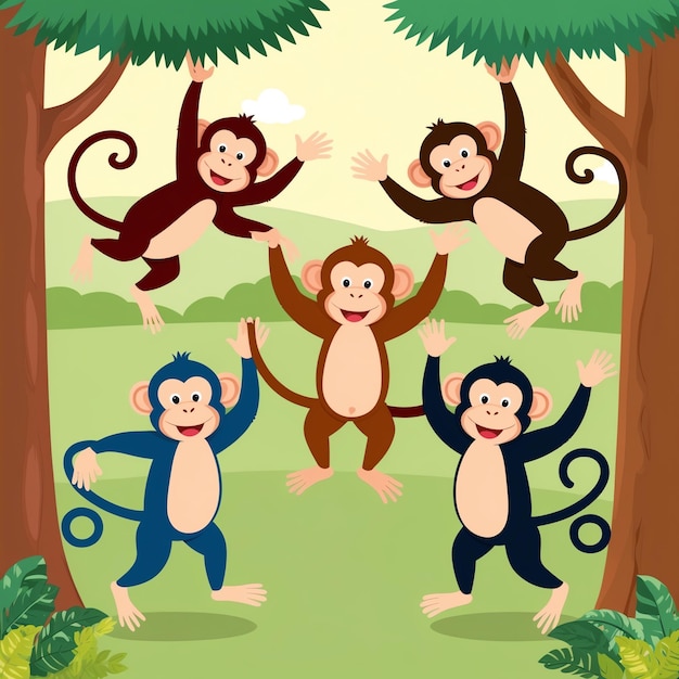 Photo unique monkey clipart with fun and expressive characters