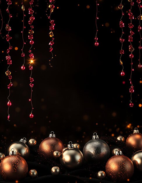 Unique New Years Cascading Ruby and Gold Sparkles Float Gently Over a Velvety Black Night Silver