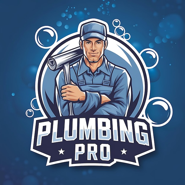 Photo a unique plumber logo illustration in solid color background