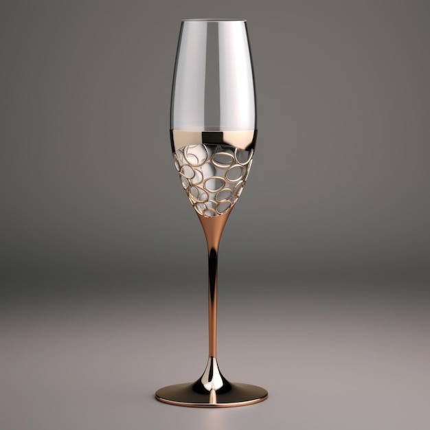 Unique Rose Gold Champagne Flute With Photorealistic Details