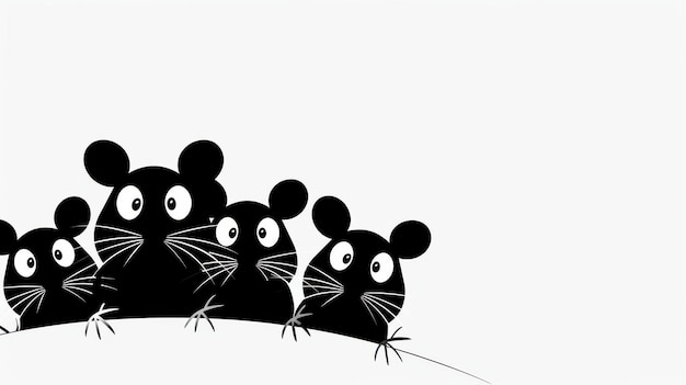 Photo unique white background with mouse and rat silhouettes a pack of modern designs