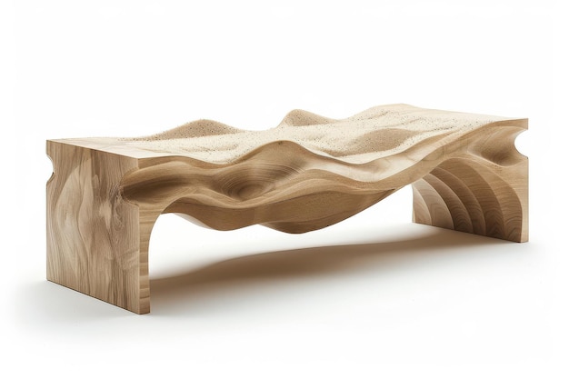 Unique wooden bench design with wavy contours showcasing craftsmanship and creativity in modern furniture making