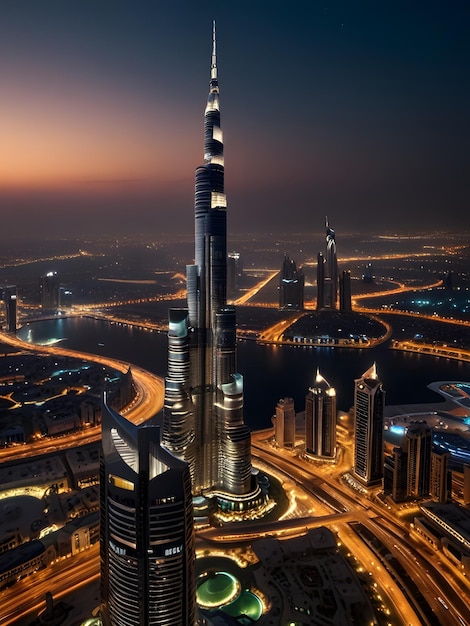 United Arab Emirates Burj Khalifa at night