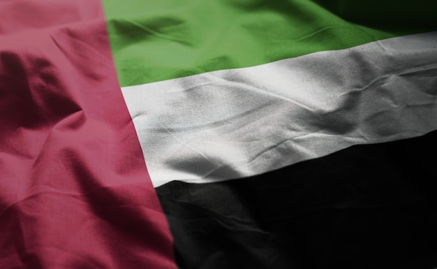 United Arab Emirates Flag Rumpled Close Up 