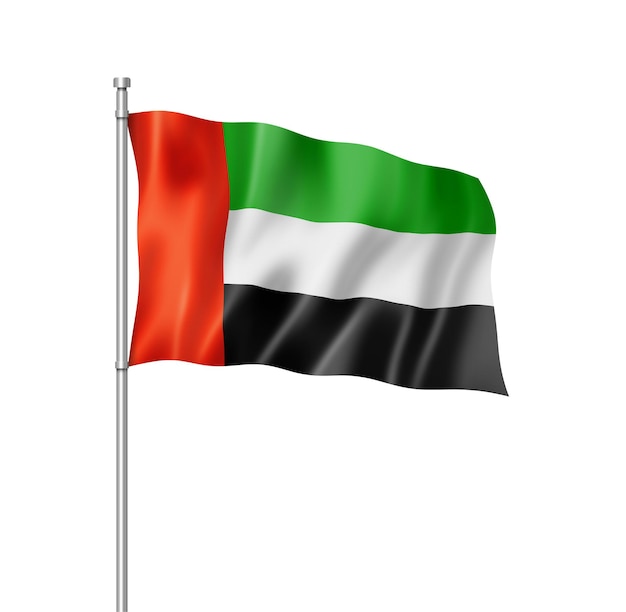 United Arab Emirates flag three dimensional render isolated on white