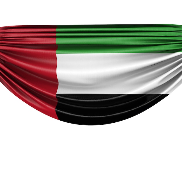 United Arab Emirates national flag hanging fabric banner 3D Rendering