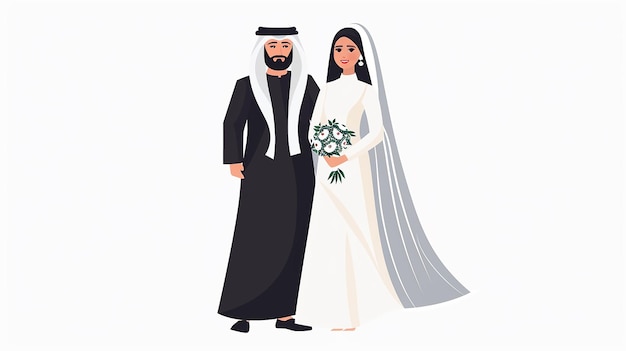 Photo united arab emirates wedding couple vector flat minimalist