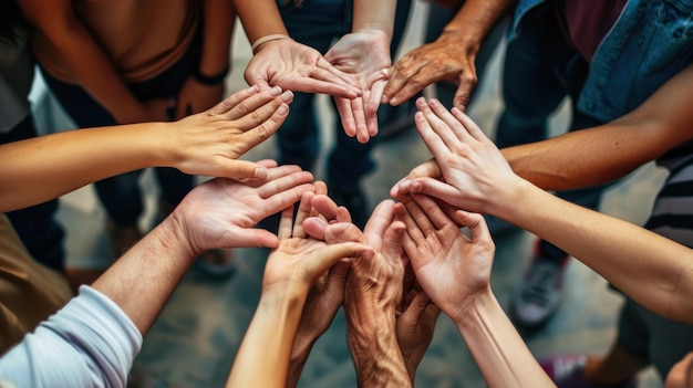 Photo united hands a symbol of unity and collaboration