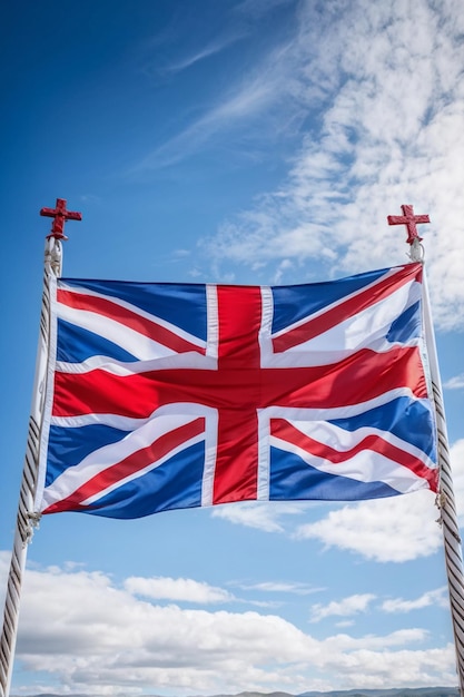 Photo united kingdom flag with cross and stripes