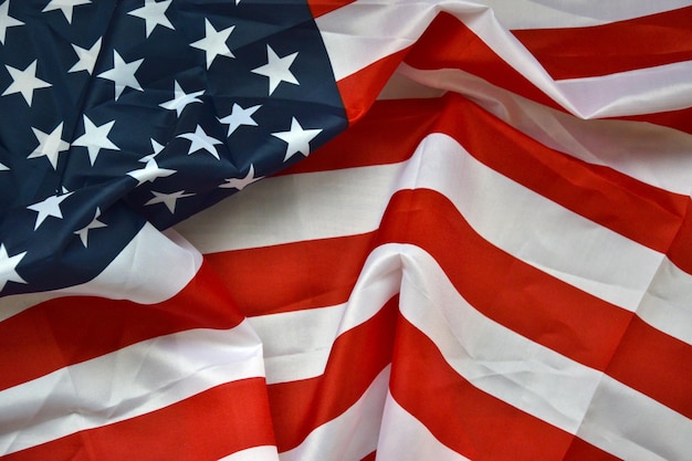 United States of America waving flag with many folds