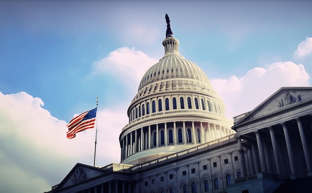 The United States Capitol building in a summer day in Washington DC USA Generative AI