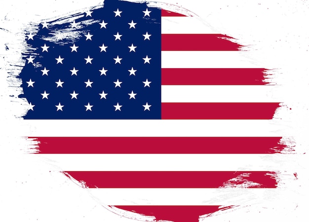 United states flag on distressed grunge brush background