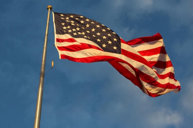 United States flag flying in the wind