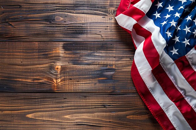 United States Flag On Wooden Background