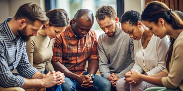 Photo unity of christianity believers in prayer and hope