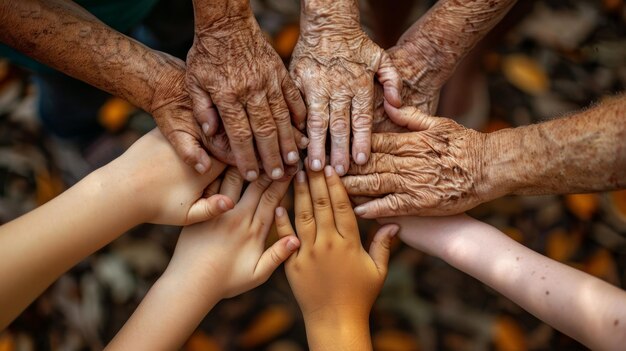 Unity in Diversity Hands of Different Generations and Ethnicities Coming Together