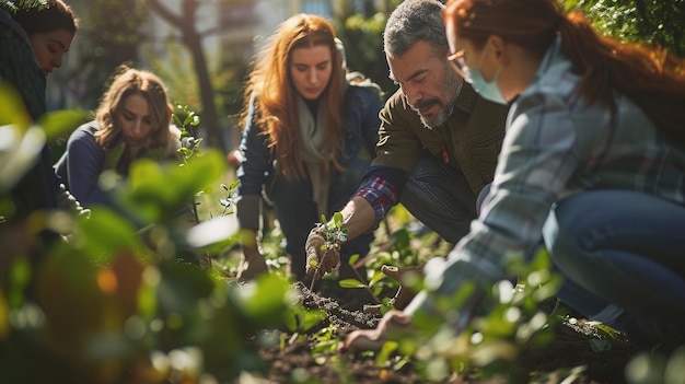 unity in nature a diverse group of people planting