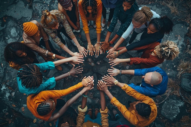 Unity and Togetherness Group Holding Hands in a Circle