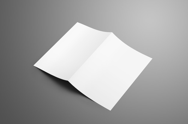 universal blank  one a4 a5 bifold brochure with soft shadows isolated on gray background