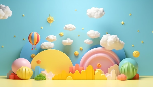 Universal Childrens day poster background 3D Art minimal