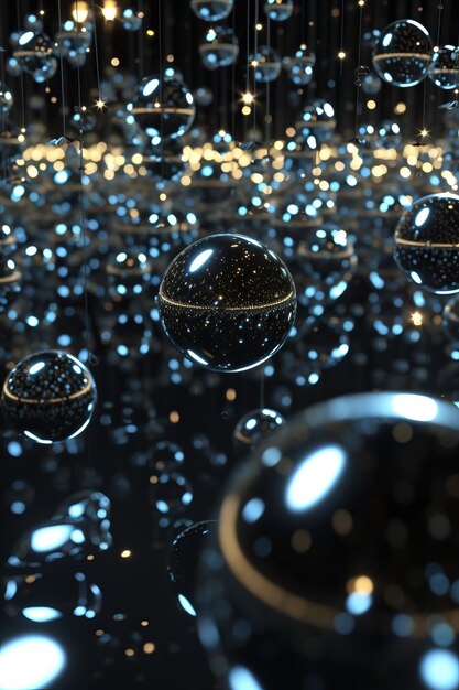 Photo universe filled with luminescent orbs ai generated illustration