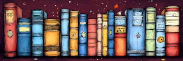 Photo a universe of knowledge a colorful wall of books with space theme