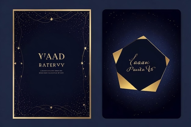 Universe Wedding Invitation modern card Design in little starlight in the sky space Vector