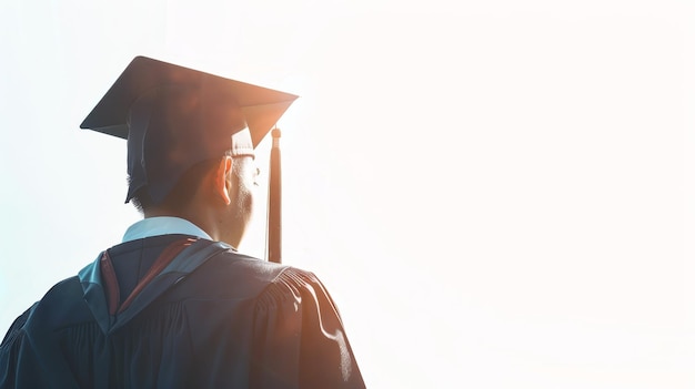 University graduation celebration man in cap and gown marks academic achievement