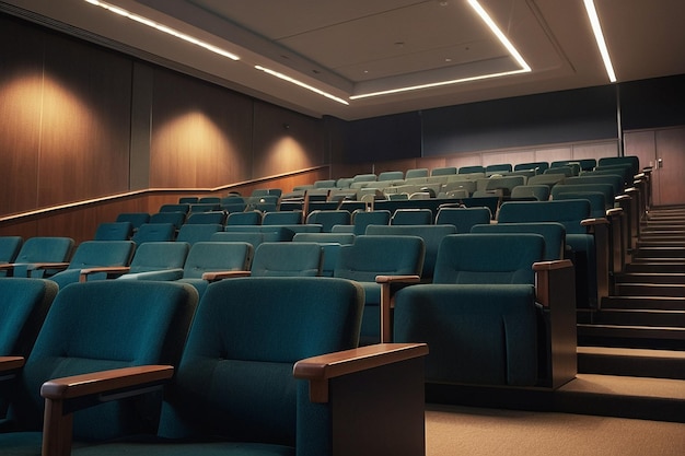 University lecture theater with projector screen