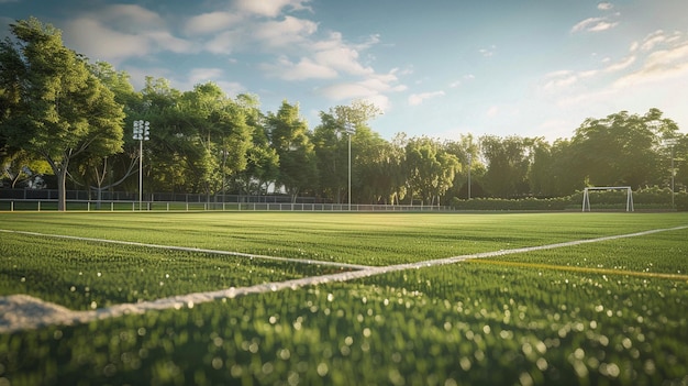 University Soccer Field Game Action Image