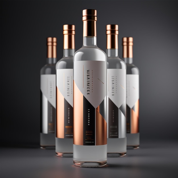 unlabeled wine bottles isolated with clipping path