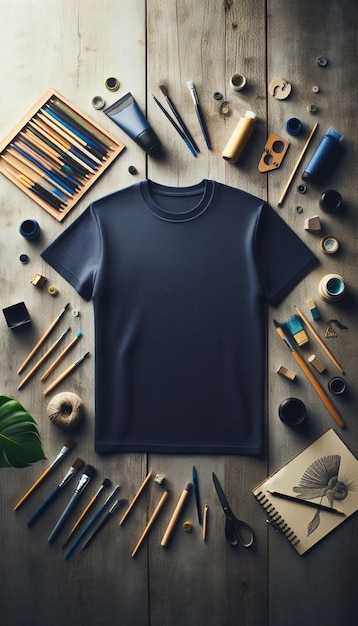 Photo unleash your creativity stylish navy blue tshirt mockup for artistic designs and projects