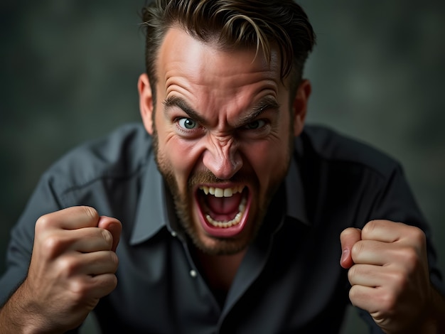 Photo unleashed fury a portrait of raw anger and intensity