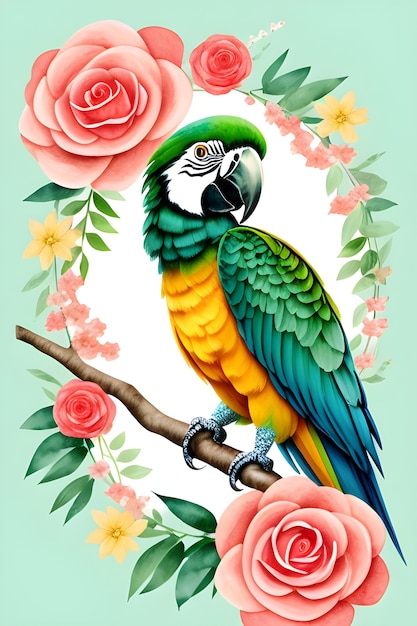 Unleashing Radiant Watercolor Magic Sun Conure Takes Flight in Tropical Splendor