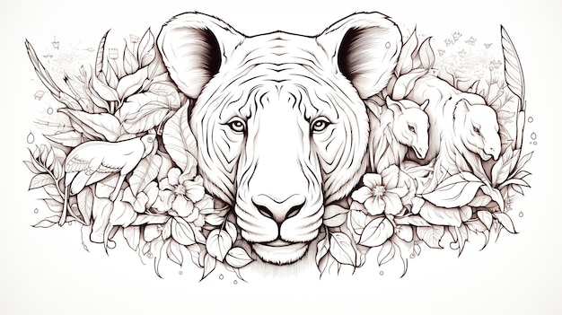 Unlock the Beauty of Nature AIGenerated Animal Shapes for Coloring Intricate Designs for Relaxatio