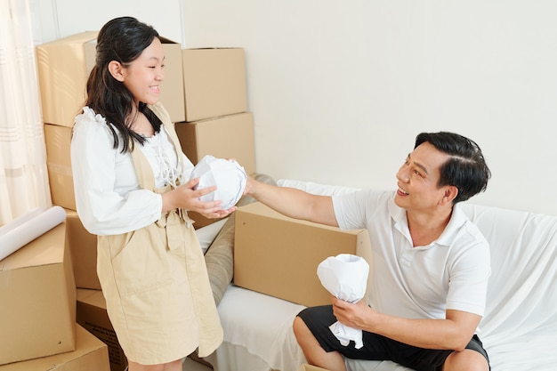 Unpacking father and daughter