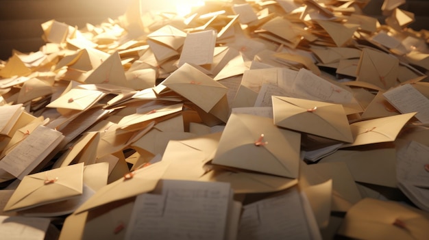 Unread Correspondence A Pile of Unopened Letters and Lost Mail Scattered Across a Spacious TablexA