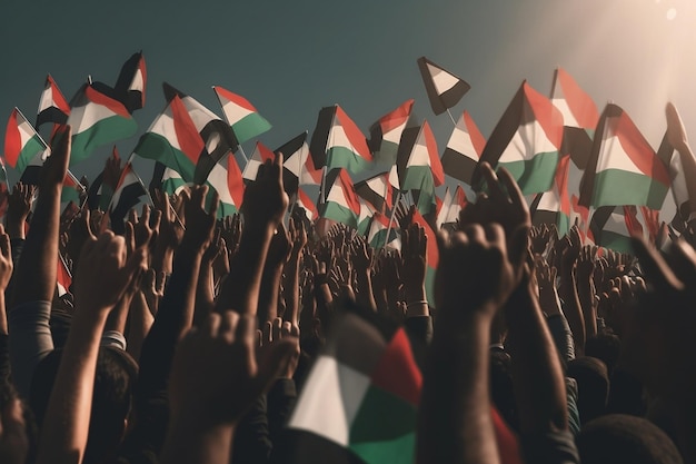 Unrecognizable Generic Crowd Cheering with UAE Flag Generative AI