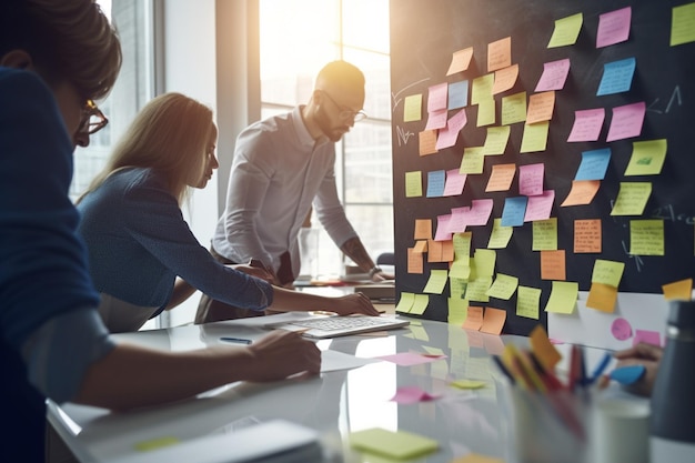 Unrecognizable Group of colleagues brainstorming and collaborating in a modern office space