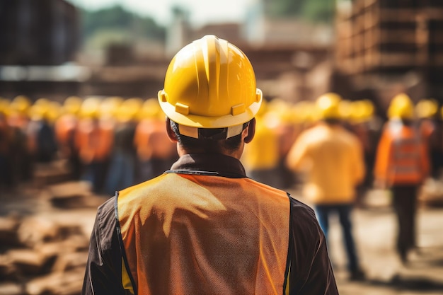 Unrecognizable Worker In A Yellow Hard Hat ai generated