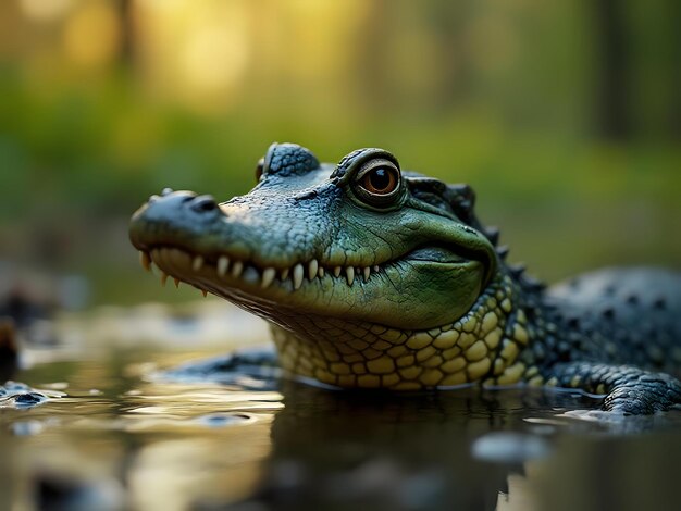 Photo unrivaled macro shot of a crocodiles face