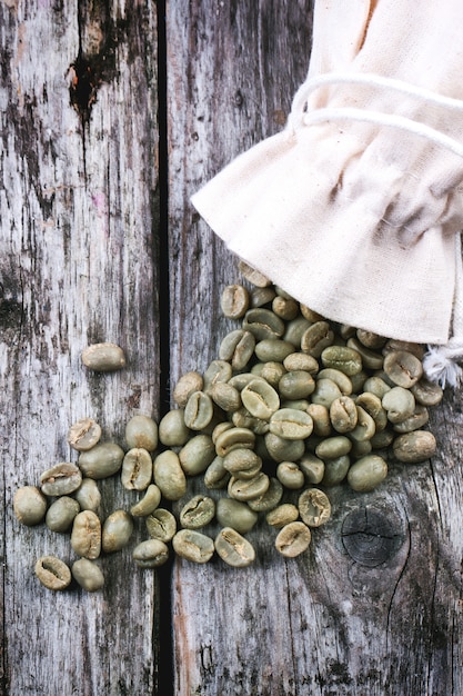 Unroasted green coffee beans