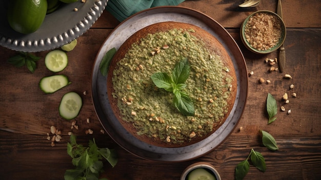 Unsweetened zucchini cake Top down view