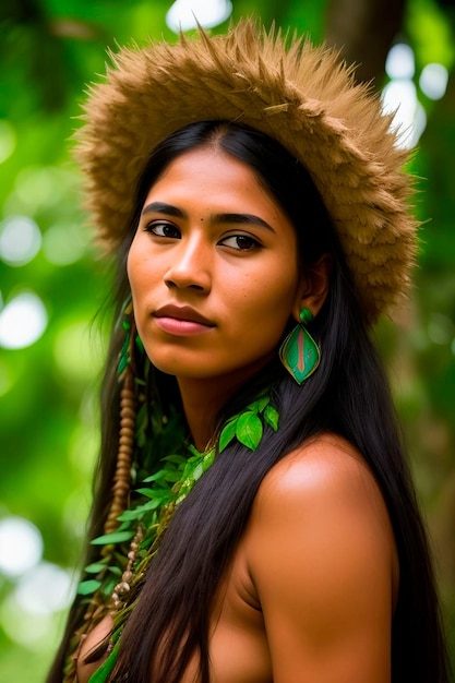 Untamed Beauty of the Amazon A Captivating Portrait of an Indigenous Woman from a Tribal Community