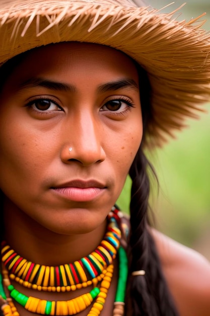 Untamed Beauty of the Amazon A Captivating Portrait of an Indigenous Woman from a Tribal Community