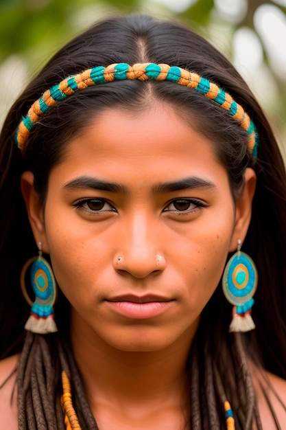 Untamed Beauty of the Amazon A Captivating Portrait of an Indigenous Woman from a Tribal Community