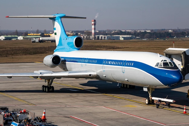 Untitled airplane Passenger plane Aircraft without title at airport terminal Aviation theme