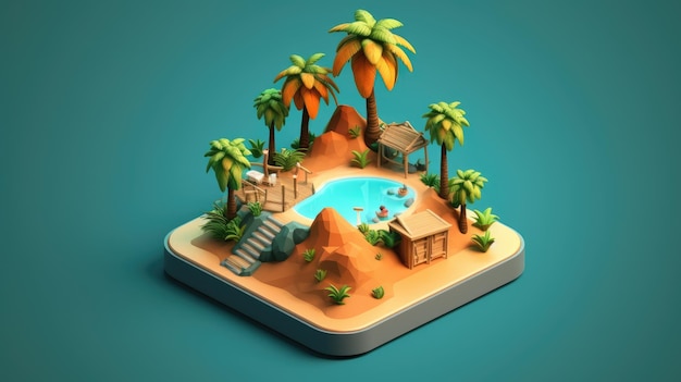 Unusual 3d illustration Travel and vacation