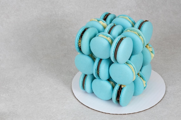 Unusual almond blue macaron cake creative cake cube for holiday