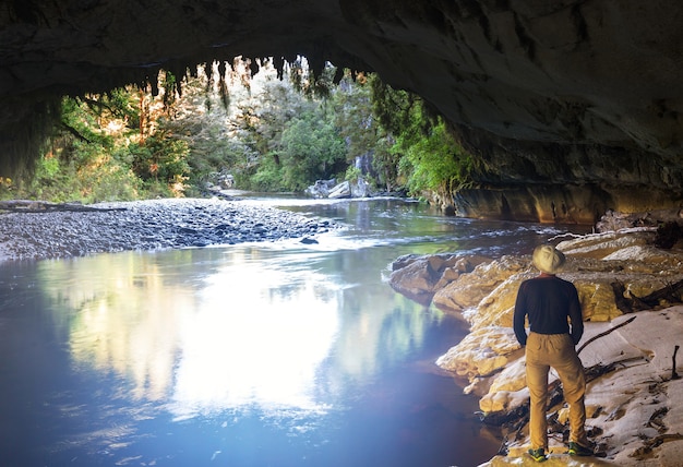 Unusual cave landscapes in New Zealand